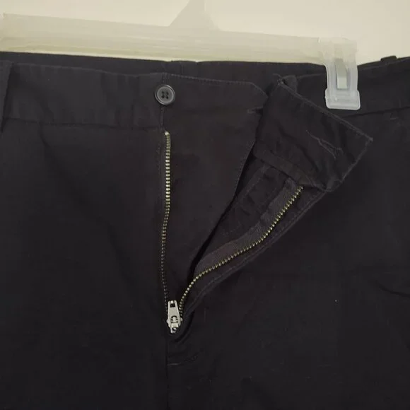 GAP WOMEN'S SIZE 14 BLACK WIDE LEG CROPPED TROUSER PANT DOUBLE BUTTON KHAKI PANT - Picture 4 of 6